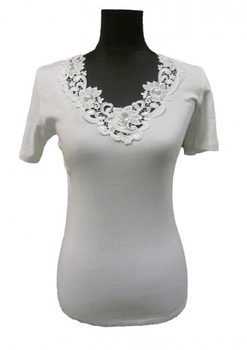 hemd met kant met mouwtje wit