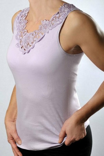 Dames hemd met kant lila