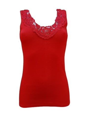 Dames hemd met kant rood