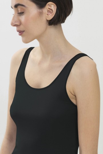 Dames top brede band 55204 zwart voorkant