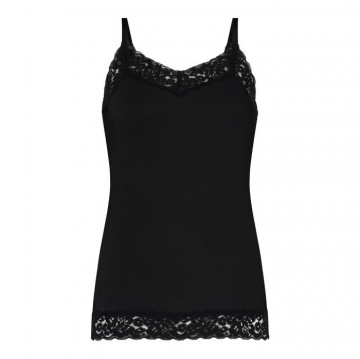Ten cate spaghtti top met kant zwart 31912